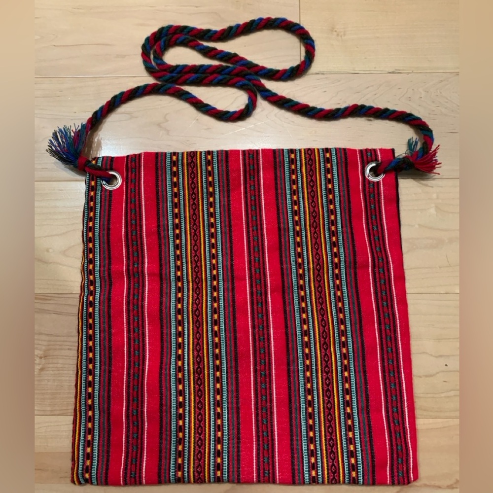 Greek Traditional Red & Striped Pattern Cloth Tote Bag